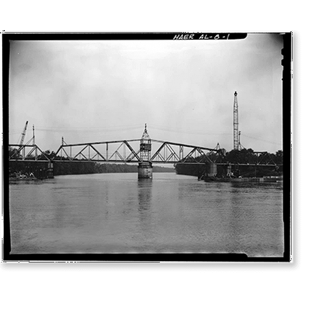 Historic Print, Bridgeport Swing Span Bridge, Spanning Tennessee River