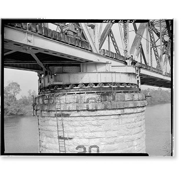 Historic Print, Bridgeport Swing Span Bridge, Spanning Tennessee River