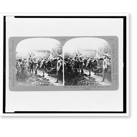 Historic Print, Bringing in the wounded during a gas attack, 16" x 20"