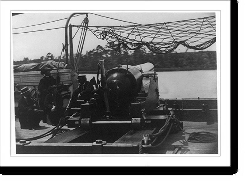 Historic Print, Bringing parrott gun into position on board gun boat