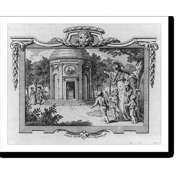 Historic Print, [Brittania leading small children to the temple of Benevolence"]", 16" x 20"