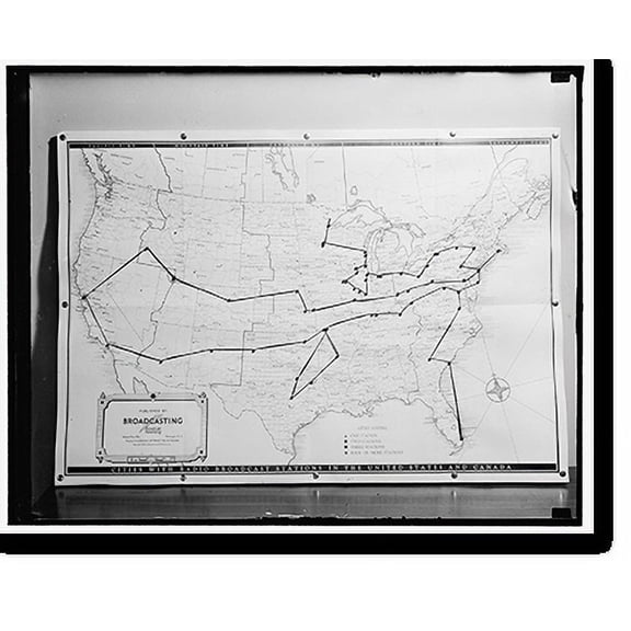 Historic Print, Broadcasting map, 3/26/38, 16" x 20"