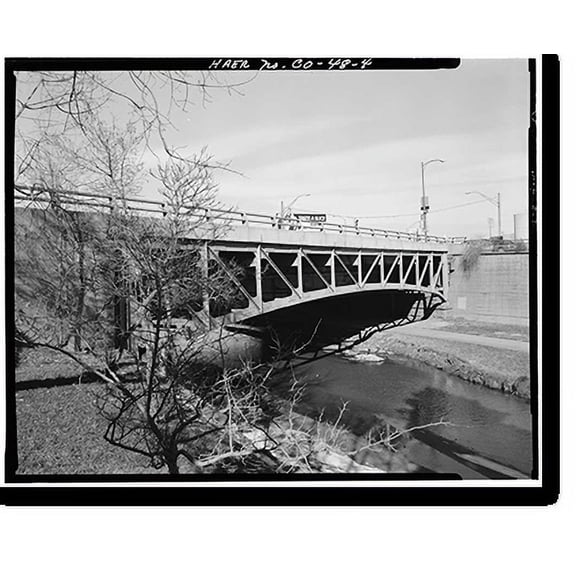 Historic Print, Broadway Bridge, Spanning Cherry Creek on Broadway at Speer Boulvea, Denver, Denver County, CO - 4, 16" x 20"