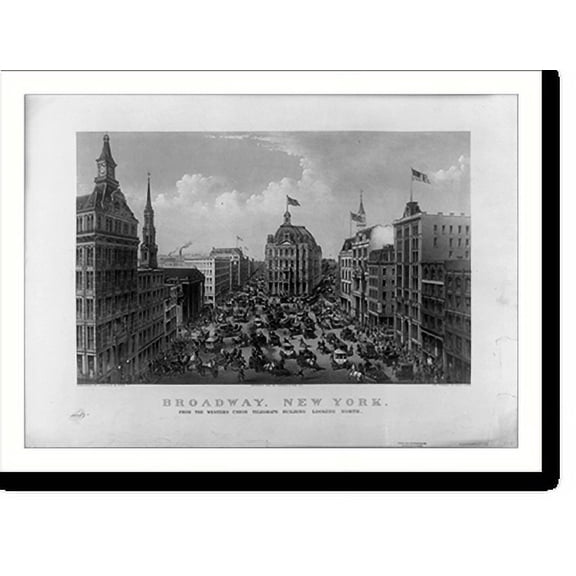 Historic Print, Broadway, New York: From the western union telegraph building looking north, 18" x 24"