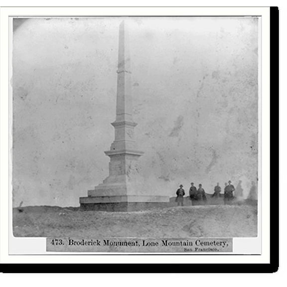Historic Print, Broderick Monument, Lone Mt. Cemetery, San Francisco, 16" x 20"