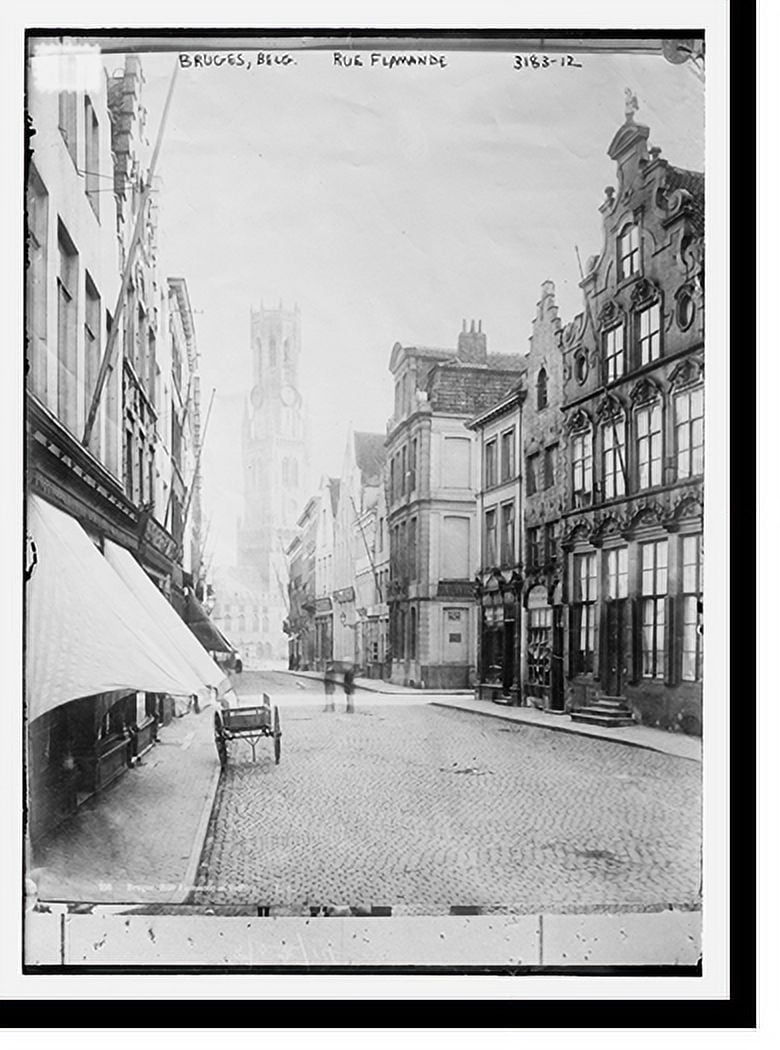 Historic Print, Bruges, Belgium . Rue Flamande, 16" x 20"