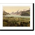 Historic Print, Brunnen and the Alps Lake Lucerne Switzerland, 16" x 20