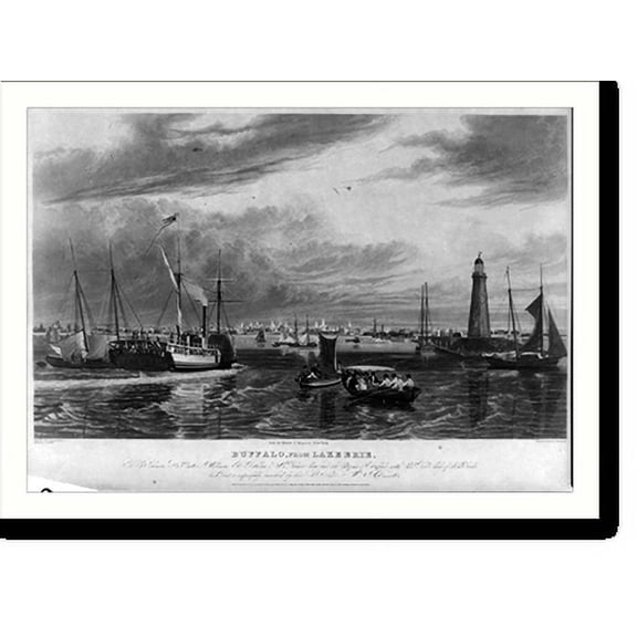 Historic Print, Buffalo, from Lake Erie, 18" x 24"