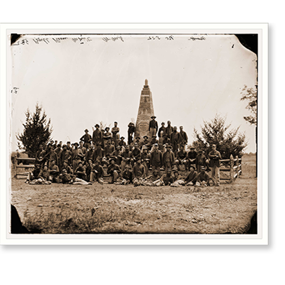 Historic Print, Bull Run Virginia. Monument on battlefield, 16" x 20"