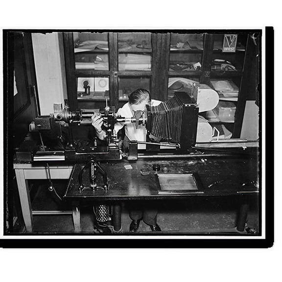 Historic Print, Bureau of Standards speeds up photomicrography with new apparatus. Washington, D.C., Aug. 18., 16" x 20"