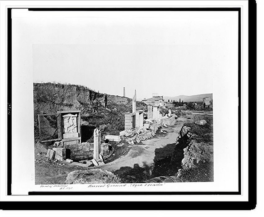 Historic Print, Burial ground Agia Triada". Tomb of Dexileus, B.C. 393