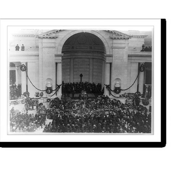 Historic Print, [Burial of Unknown Soldier at Arlington National Cemetery, Va.; President Harding standing beside casket, Nov. 11, 1921], 16" x 20"