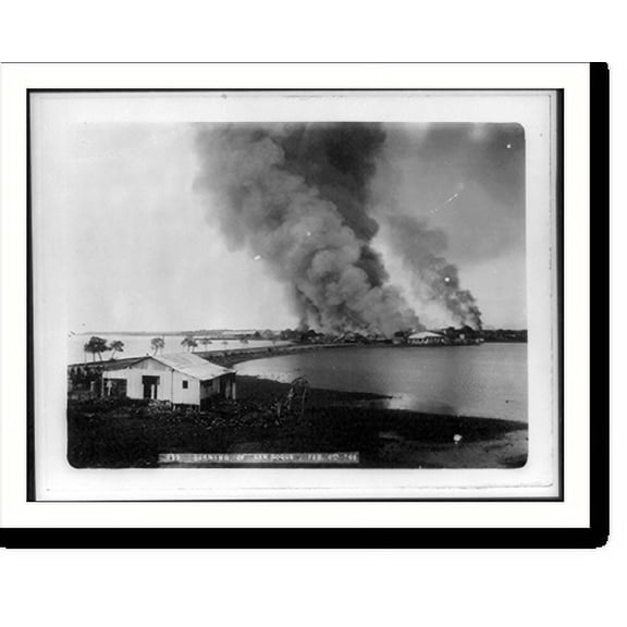 Historic Print, Burning San Rosque, P.I., 16" x 20"