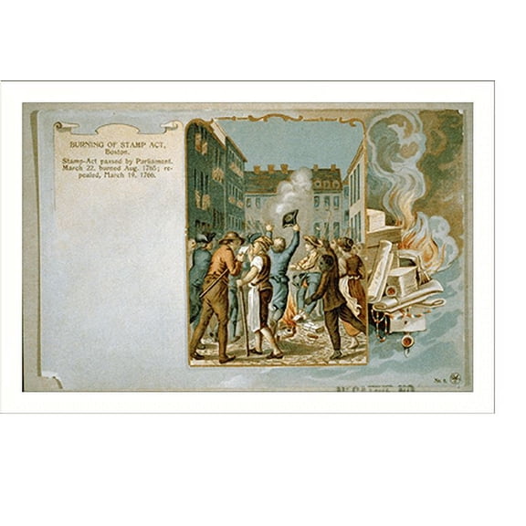 Historic Print, Burning of Stamp Act, Boston - 2, 16" x 20"