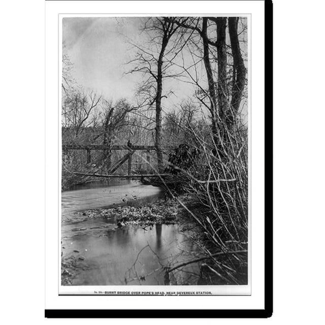 Historic Print, Burnt bridge over Pope's Head, near Devereux Station
