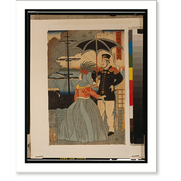 Historic Print, Bushū Yokohama hakkei no uchi - hatoba no kihan, 18" x 24"