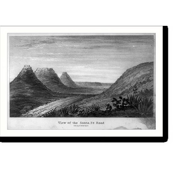 Historic Print, Buttes in the desert on the Santa Fe Trail, 16" x 20"