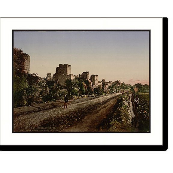 Historic Print, Byzantine wall near Irdikale Constantinople Turkey, 16" x 20"