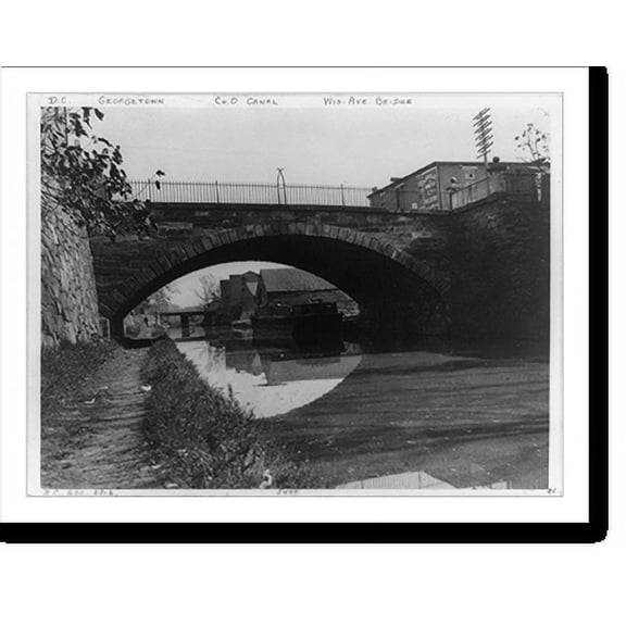Historic Print, [C&O Canal and Wisconsin Avenue Bridge, Georgetown, Washington, D.C.], 18" x 24"