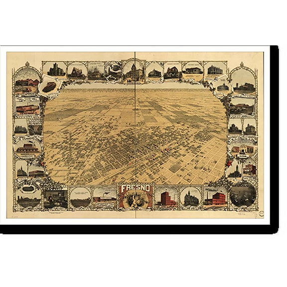 Historic Print, CA Fresno 1901 MAP, 16" x 20"