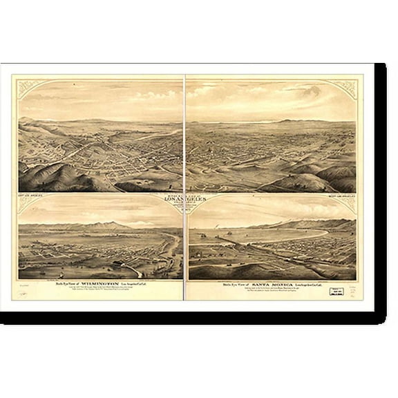 Historic Print, CA Los Angeles 1877 MAP, 16" x 20"