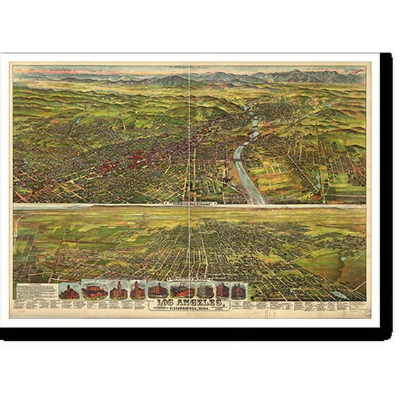Historic Print, CA Los Angeles 1894 MAP, 18" x 24"