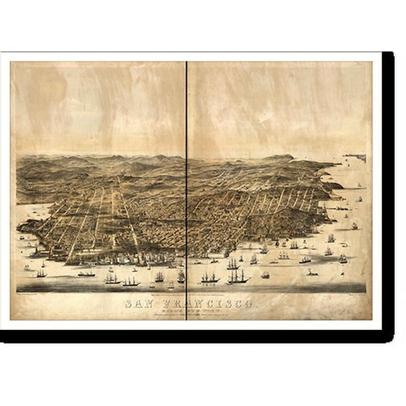 Historic Print, CA San Francisco 1864 MAP, 18" x 24"