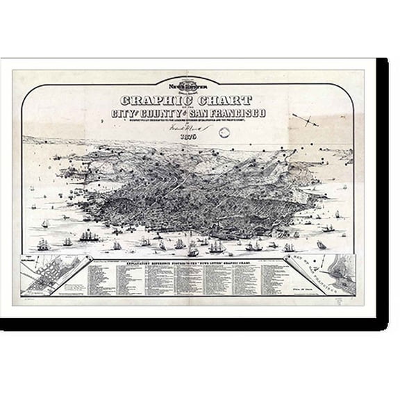 Historic Print, CA San Francisco 1875 MAP, 18" x 24"
