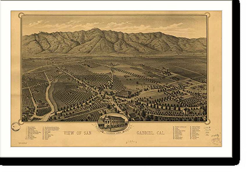 Historic Print, CA San Gabriel 1893 MAP, 16" x 20"