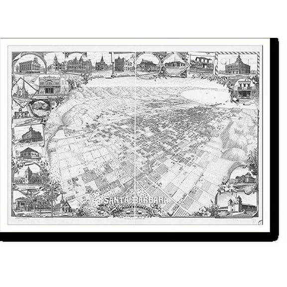Historic Print, CA Santa Barbara 1898 MAP, 18" x 24"