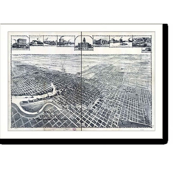Historic Print, CA Stockton 2 1895 MAP, 16" x 20"