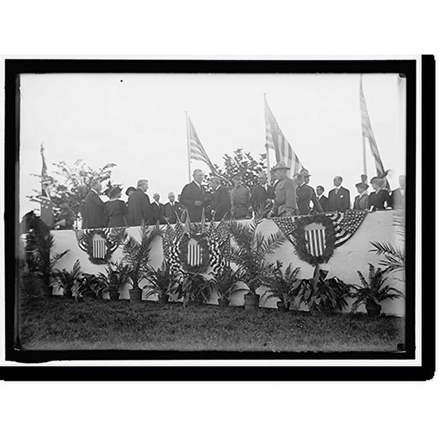 Historic Print, CAVALRY REVIEW BY PRESIDENT WILSON. SEEN IN STAND PRESIDENT WILSON; GENERAL