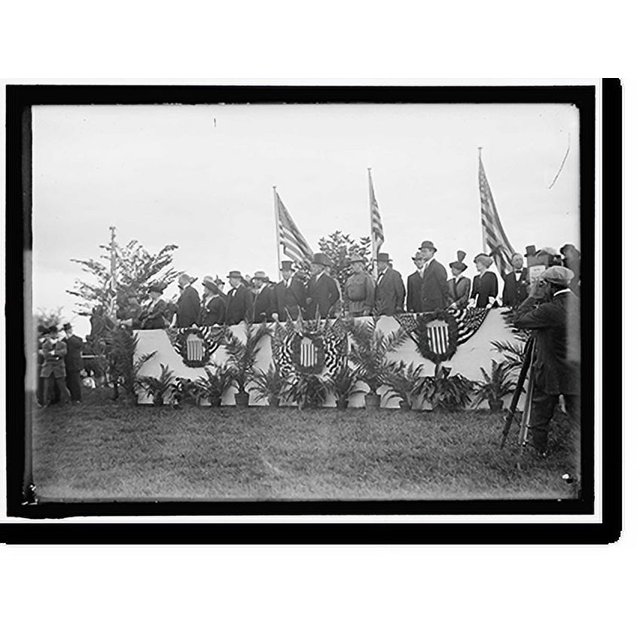 Historic Print, CAVALRY REVIEW BY PRESIDENT WILSON. SEEN IN STAND PRESIDENT WILSON; GENERAL