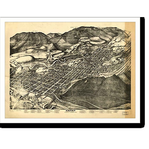Historic Print, CO Aspen 1893 MAP, 18" x 24"