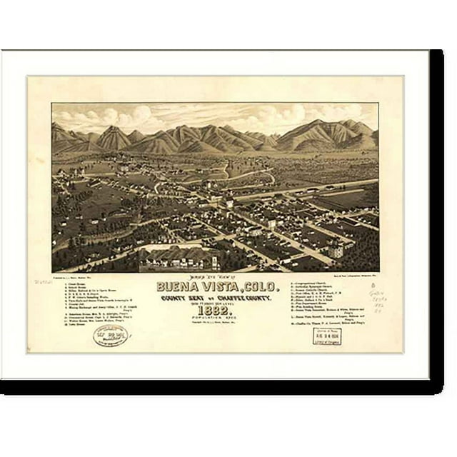 Historic Print, CO Buena Vista 1882 MAP, 16" x 20"