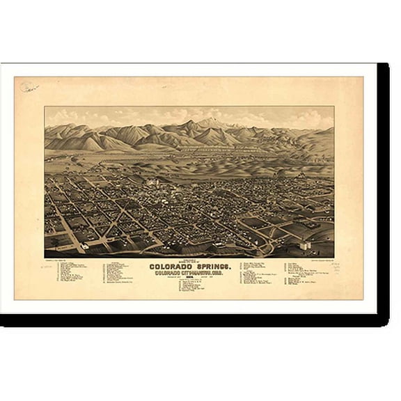 Historic Print, CO Colorado Springs 1882 MAP, 16" x 20"