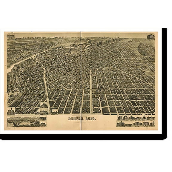 Historic Print, CO Denver 1889 MAP, 18" x 24"