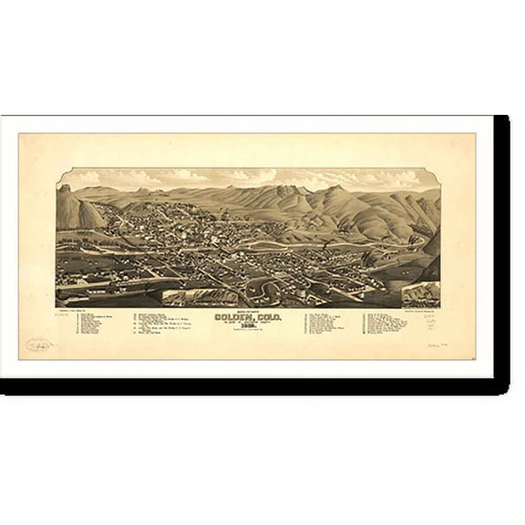 Historic Print, CO Golden 1882 MAP, 18" x 24"