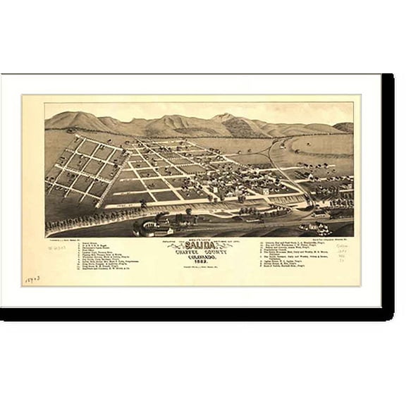 Historic Print, CO Salida 1882 MAP, 16" x 20"