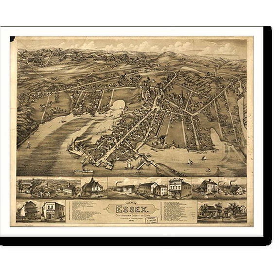 Historic Print, CT Essex 1881 MAP, 16" x 20"