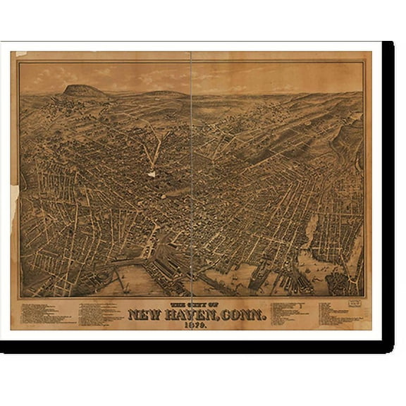 Historic Print, CT New Haven 1879 MAP, 16" x 20"