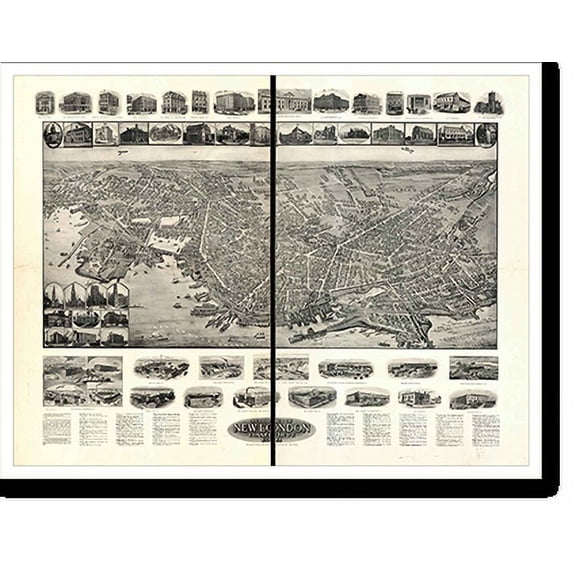 Historic Print, CT New London 1911 MAP, 16" x 20"
