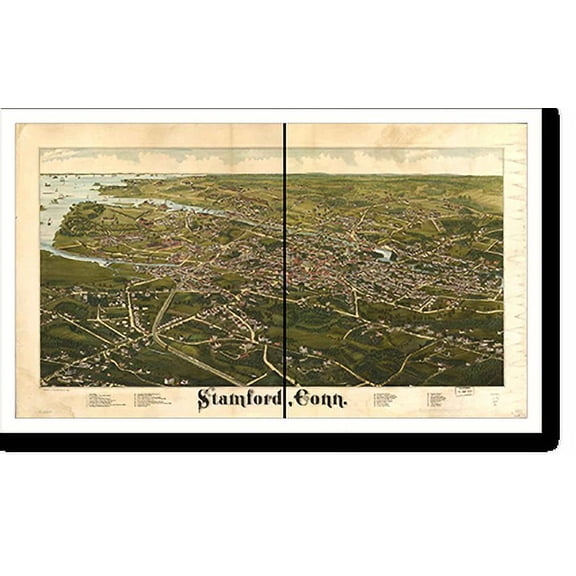 Historic Print, CT Stamford 1883 MAP, 16" x 20"