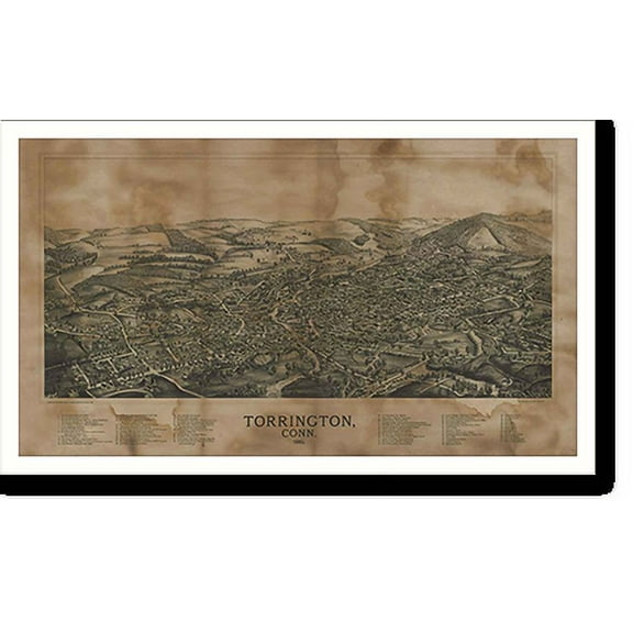 Historic Print, CT Torrington 1889 MAP, 18" x 24"