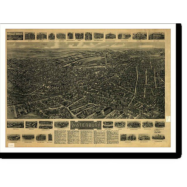 Historic Print, CT Waterbury 1917 MAP, 16" x 20"