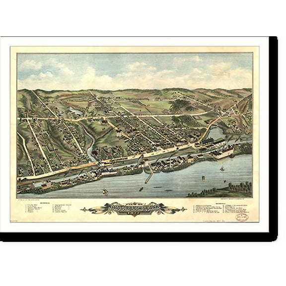 Historic Print, CT Windsor Locks 1877 MAP, 16" x 20"