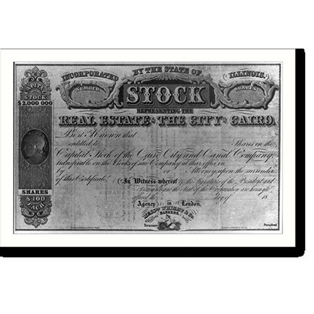 Historic Print, [Cairo, Illinois stock certificate representing the