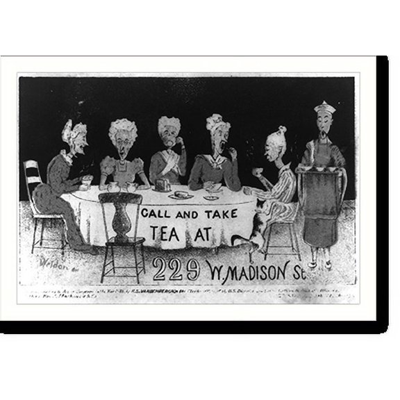 Historic Print, Call and take tea at 229 W. Madison St., 16" x 20"