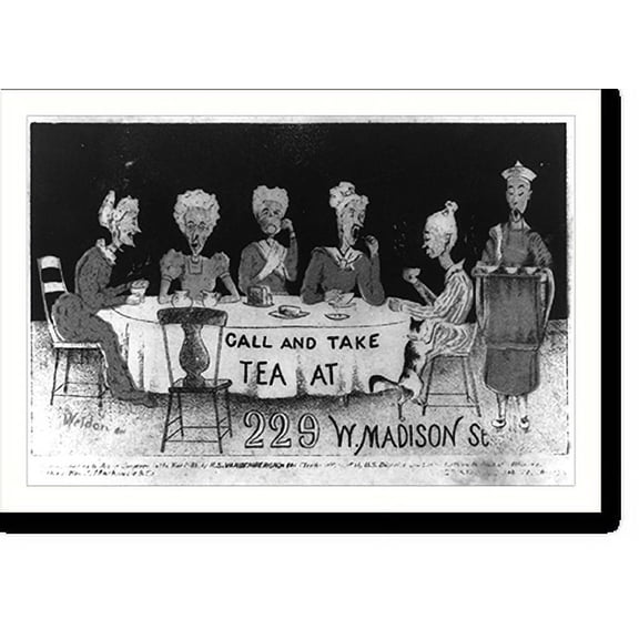 Historic Print, Call and take tea at 229 W. Madison St., 18" x 24"