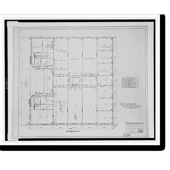 Historic Print, [Calvary Baptist Church, (Eighth Street between G and H Streets, N.W., Washington, D.C.). Third floor. Framing plan].Arthur B. Heaton, architect., 18" x 24"